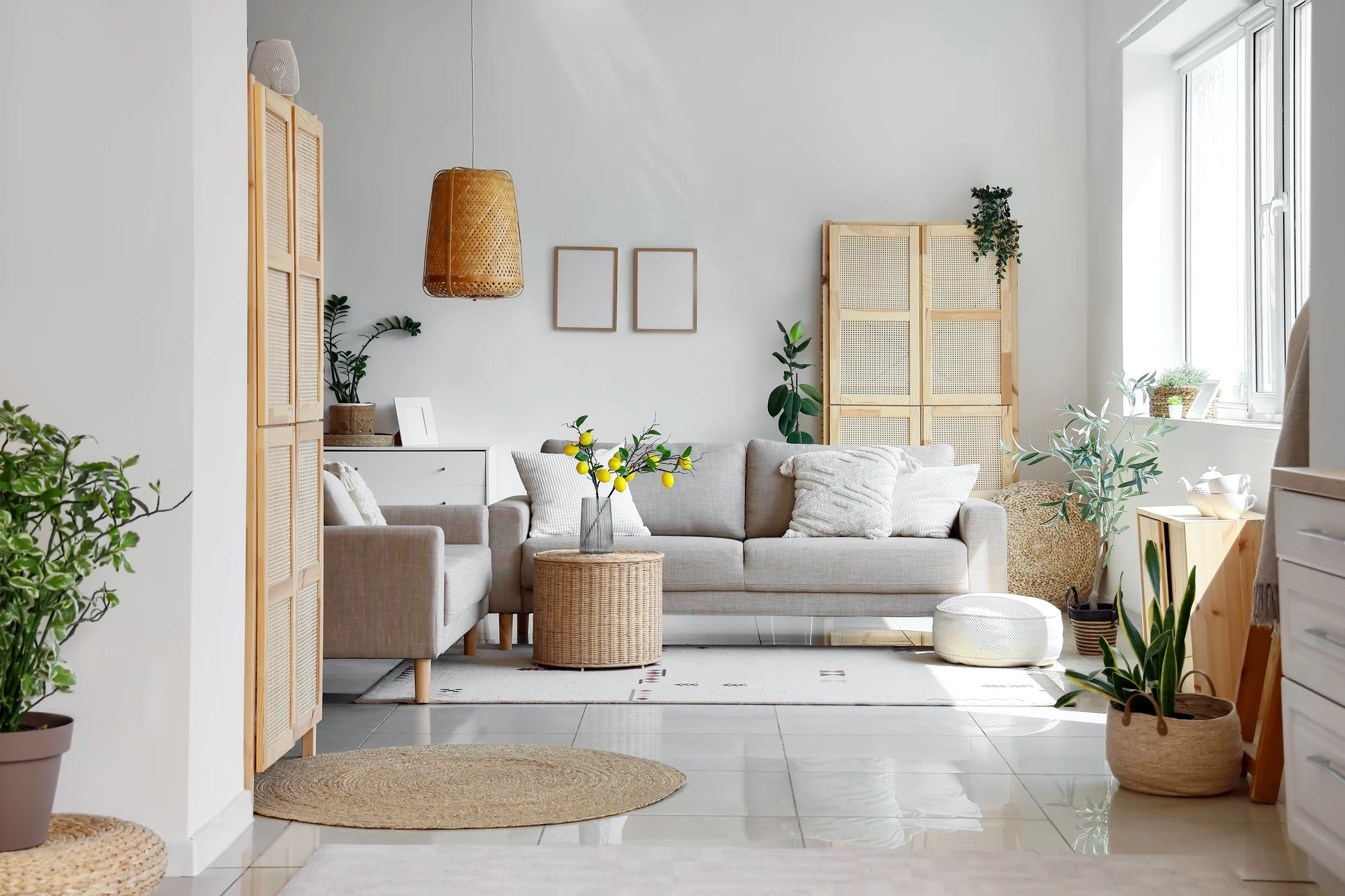 Un carreleur professionnel installe du carrelage blanc sur un sol intérieur